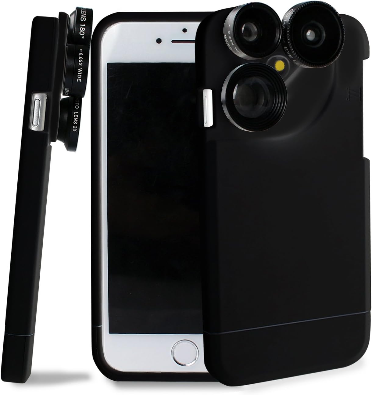 4 in 1 iPhone 7 Lens Case Camera Lens Kit Fish Eye Lens / Macro Lens / Wide Angle Lens / Telephoto Lens Black(Fits iphone 7-4.7 inch only)