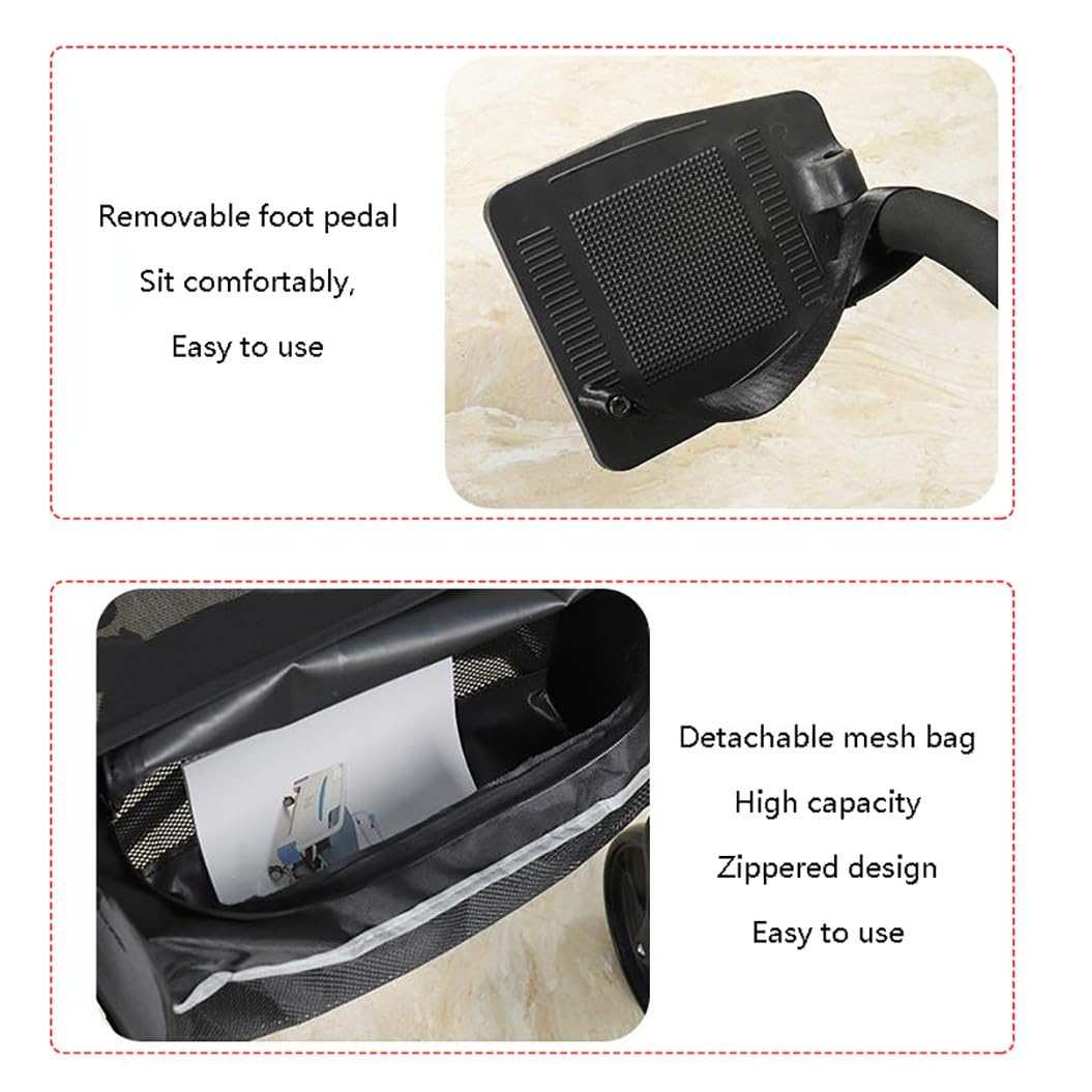 Andador para Ancianos Todoterreno,andador rollator con freno,Andador para Exteriores de Aluminio,Plegable,carro de la compra,Con freno,Para uso exterior e interior grey