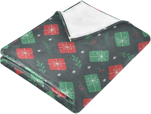 Miniatura 2 de FRODOTGV Christmas Pattern Gifts Berries Fir Flannel Fleece Blanket, Flannel Cozy Throws for Car, Sofa, Sofa, Winter Blanket, 60"x90"
