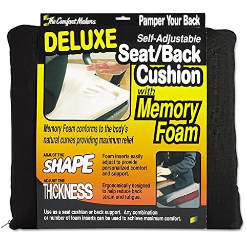 Master Caster 91061 Deluxe Seat/Back Cushion w/Memory Foam, 17w x 2 3/4d x 17 1/2h, Black Cover
