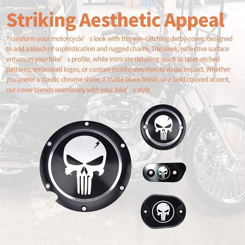 Aluminum Derby Cover Engine Timing Timer Cover with Timer Brake Cylinder Chain Inspection for Harley Davidson Sportster Iron XL883 1200 Forty Eight Seventy Two 48 72 Nightster Roadster 4Pcs