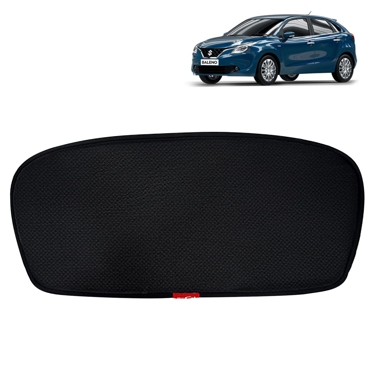 KINGSWAY® Car Rear Windshield Curtain Sun Shades Compatible with Maruti Suzuki Baleno (Year 2015-2018), Dicky - Black, Cotton Mesh, 1 Piece