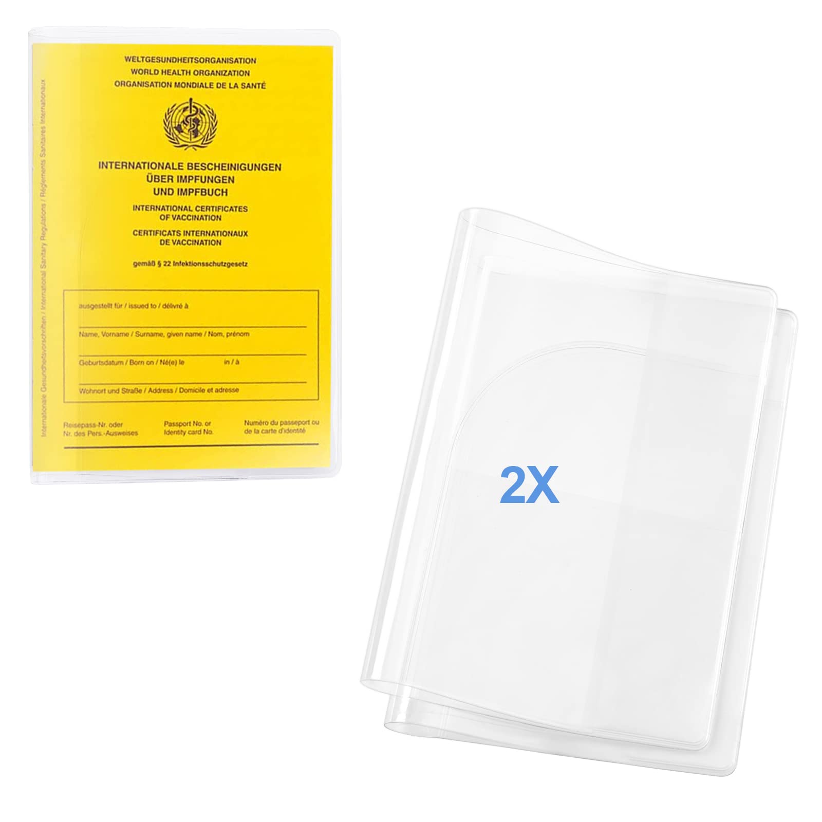 flintronic 2pcs Couvertures de Passeport, Pochette Protecteur de Passeport en Plastique Transparent, Vaccination Européen pour Taille Standard