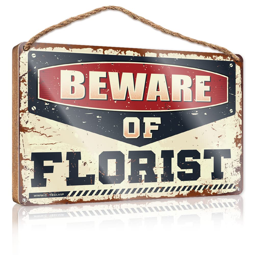 FZFN Funny Porch Decor Beware Of Florist Wooden Sign Home Sweet Home Sign Kitchen Wall Art(20X30CM)
