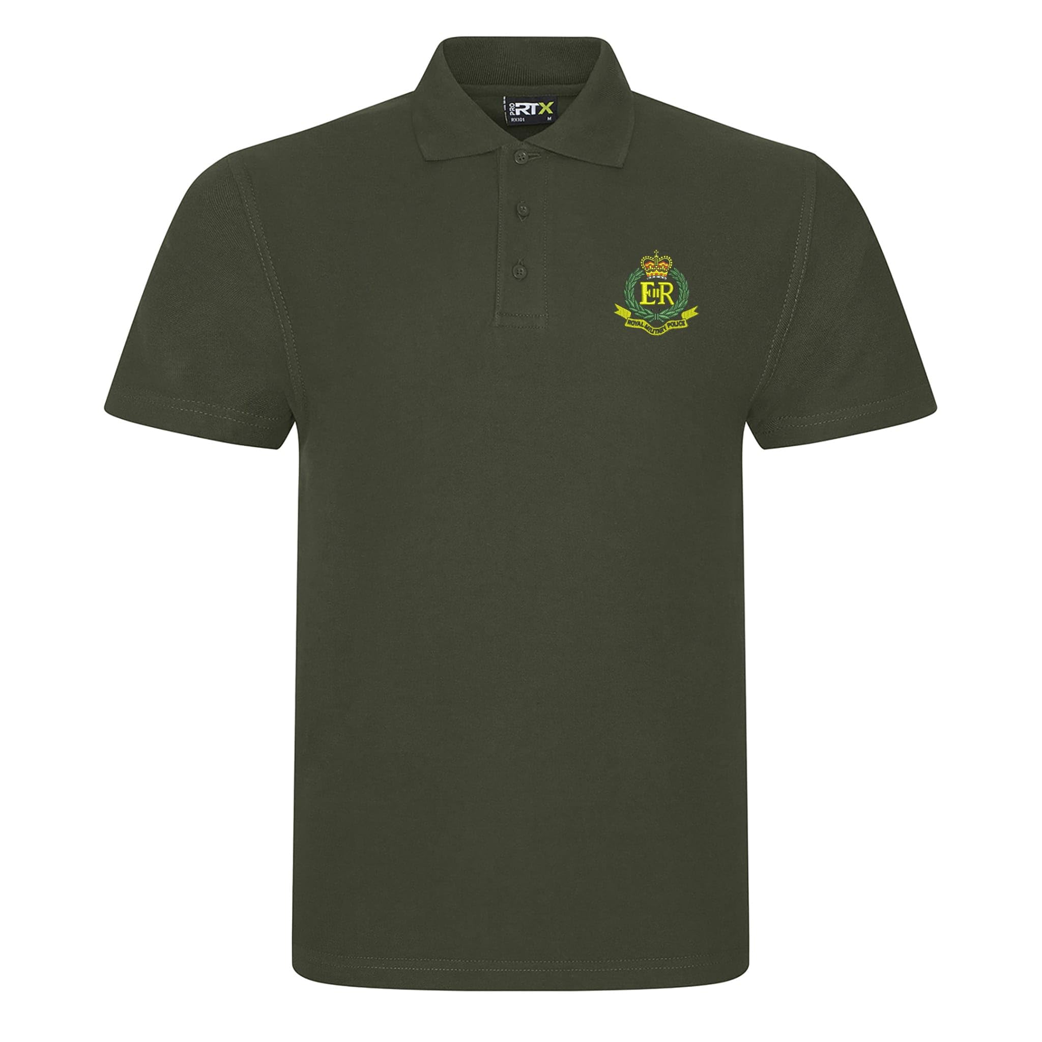 The Military Store Men's Military Green Royal Military Police Embroidered Polo Shirt, Medium