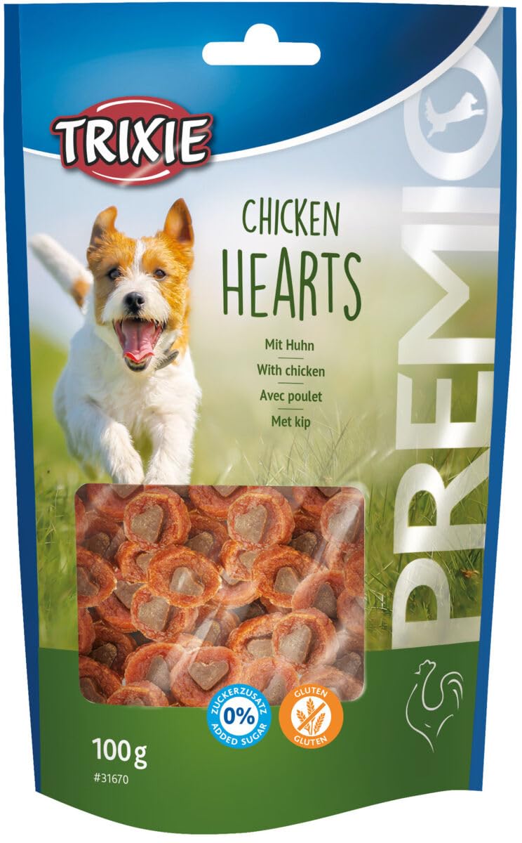 Trixie Premio Dog Treats, Delicious and Rich in Nutrients Healthy Treats for Dogs, Suitable for All Breeds of Dogs - 100 gm, (Chicken Hearts)