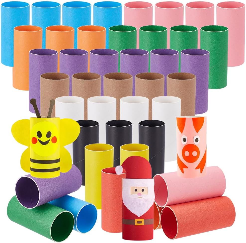 ACRNIGHEET 100Packs Cardboard Tubes for Craft, 10 Colors 3.3x1.6 Inches DIY Empty Toilet Paper Rolls, Cardboard Paper Round Tubes for DIY Projects, School Art, and Home Decor