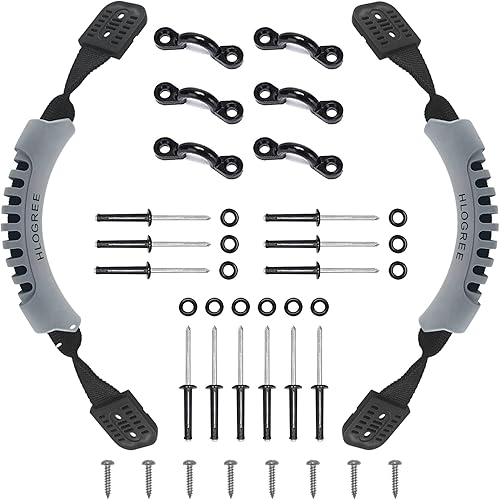 HLOGREE Paquete de 24 asas para kayak, mango de transporte de kayak con remaches, asas de repuesto para kayak, asas de kayak para