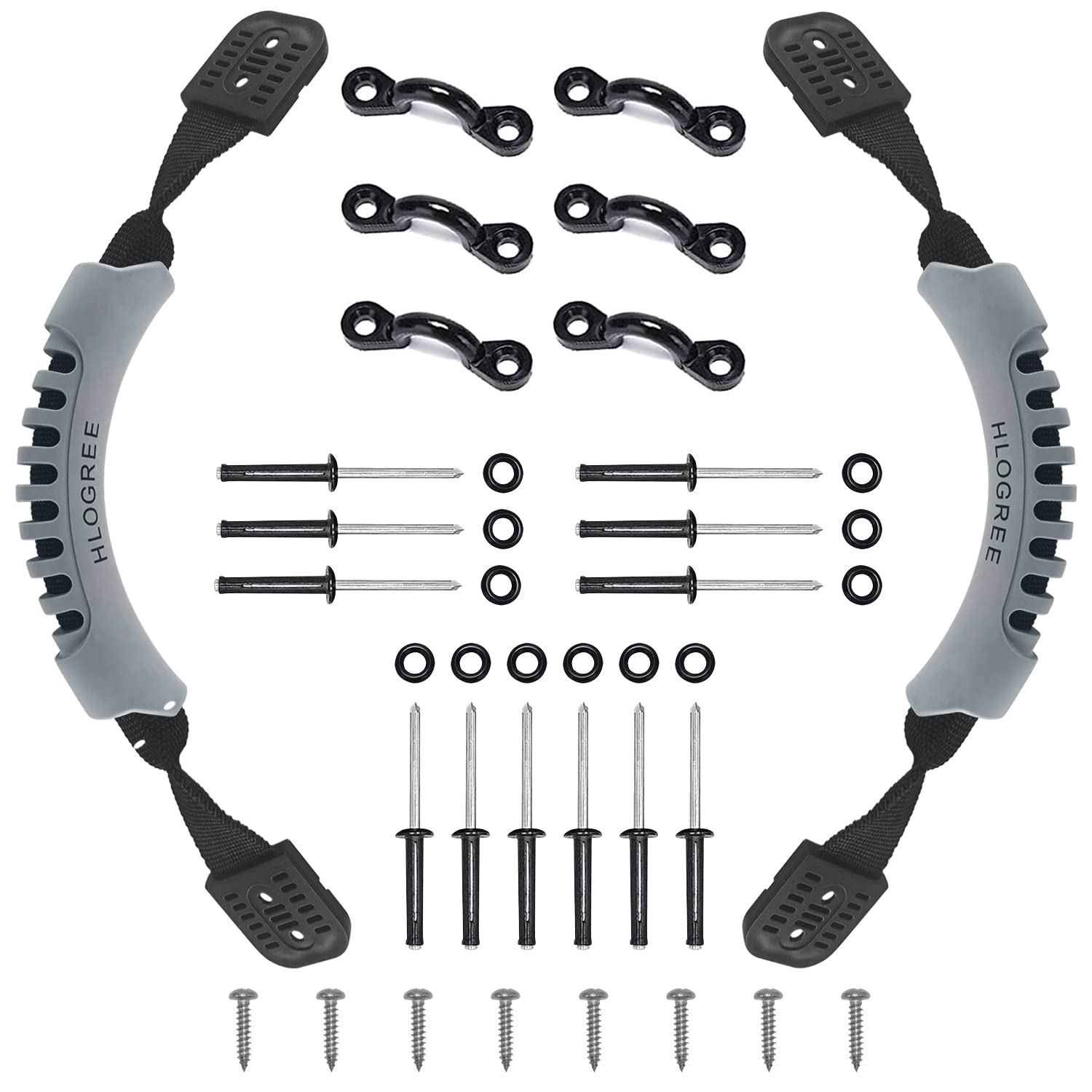 Orange Kayak Carry Handles With Bungee Cord - Heavy Duty Nylon Replacement Handles For Canoes & Boats