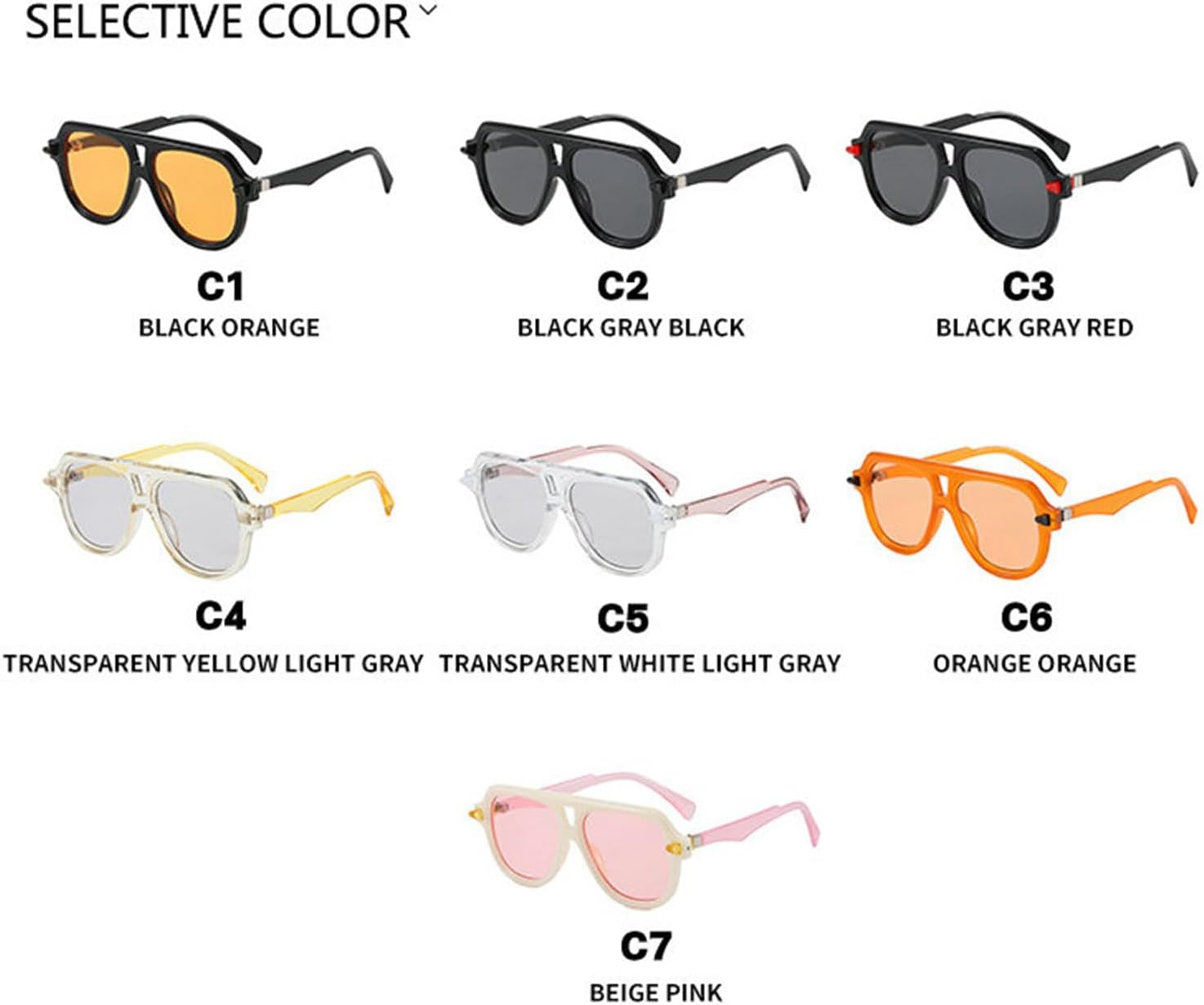 willochra Retro Double Bridges Pilot Men Rivets Sunglasses Fashion Clear Gradient Shades UV400 Women Punk Sun Glasses - Image 9