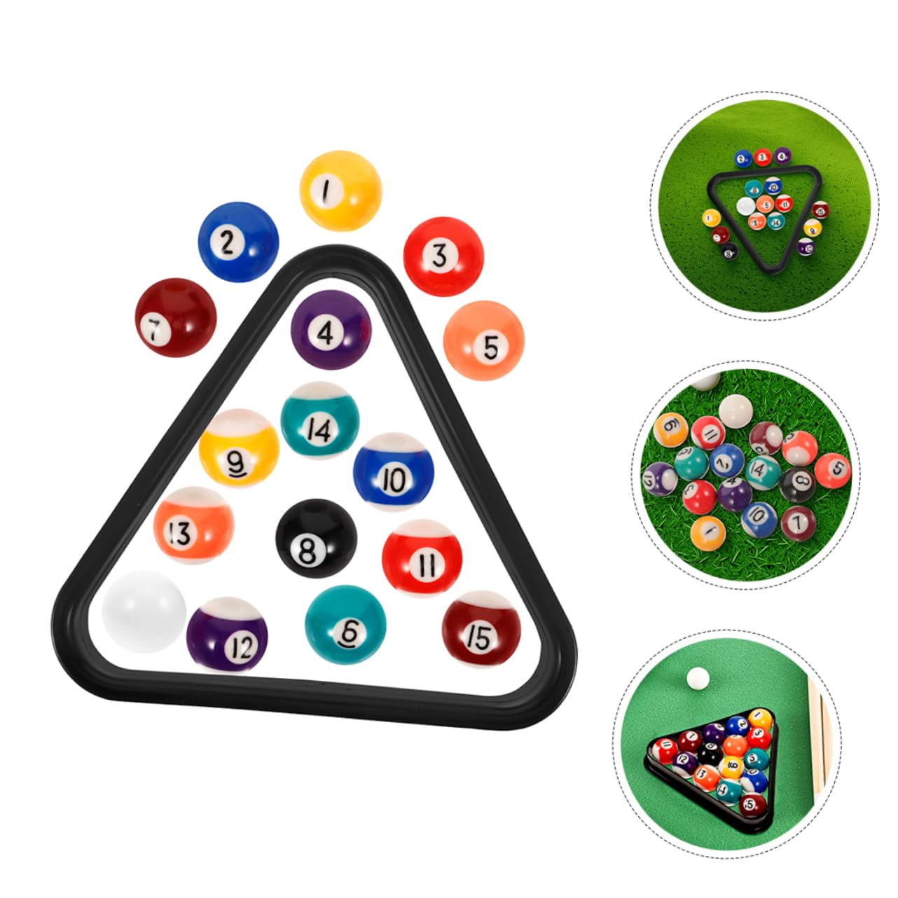 Sosoport Ensemble Mini Jeu de Table de Billard pour Garçon et Filles avec 17 Boules en Résine et Triangle Mini, Accessoires de Piscine Portables pour Usage Polyvalent la Maison Extérieur