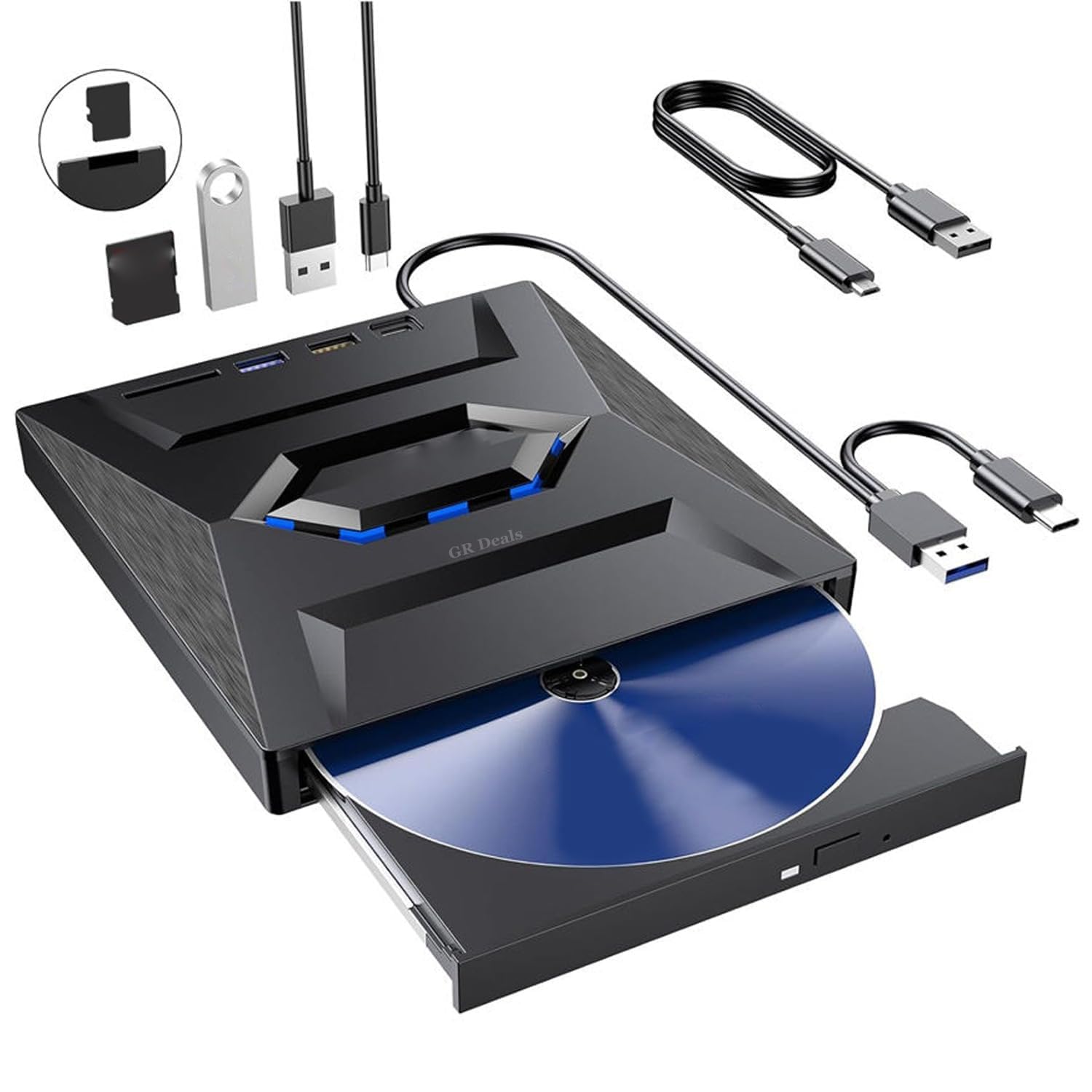 GR Deals External CD DVD Drive with USB 3.0/Type-C Ports and SD Card Slot, Portable CD/DVD ROM +/-RW Disk Player Burner Reader Writer Adapter for Laptop PC Windows, Mak, Lin-UX (5in1).-image-28