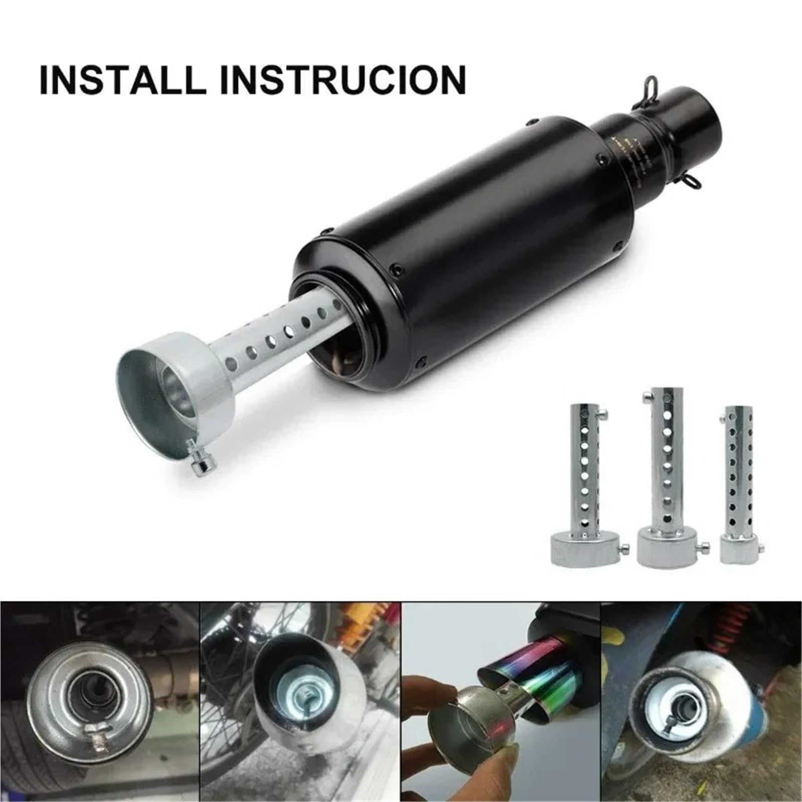 Scarico moto Accessori modificati per moto 135 * 42mm silenziatore di scarico per moto silenziatore regolabile Db Killer punta del tubo