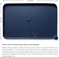 Vista 5 de Hoki Found - Bandeja de silicona para comederos de perros y gatos, tapetes impermeables para comida y agua, azul marino francés