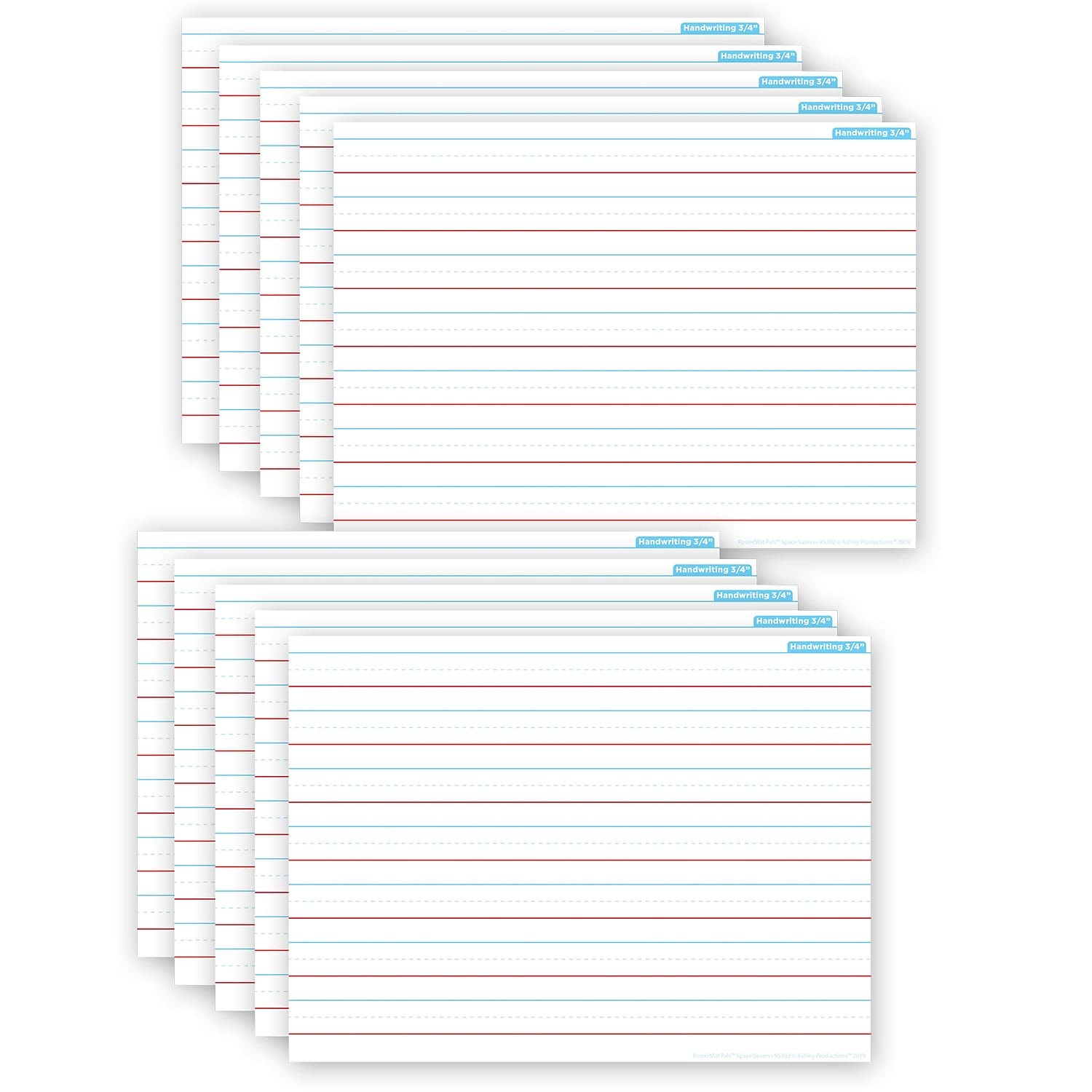 10 PACK PosterMat Pals(tm), Space Savers, 13" x 9.5", Smart Poly(tm), Handwriting 3/4" 95302