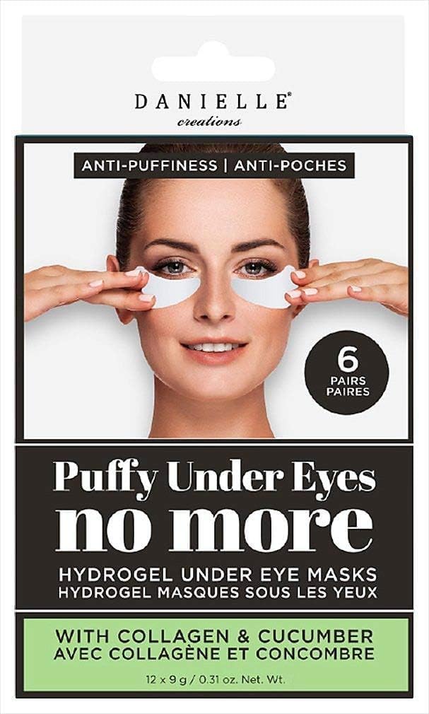 Danielle Creations Anti-Puffiness Puffy Under Eyes No More Hydrogel Undereye Masks for Dark Circles with Collagen & Cucumber, 6 Pairs