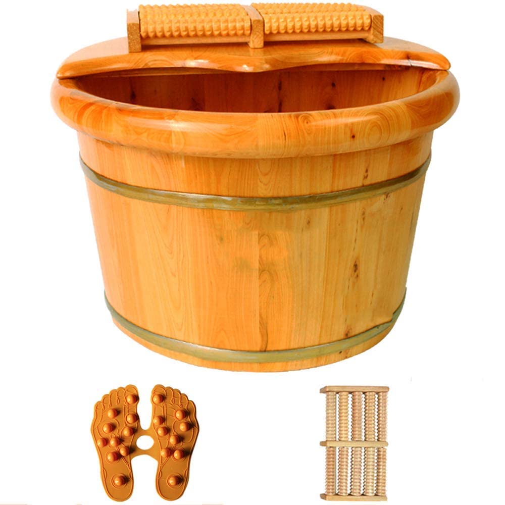 Cilindro per pediluvio in cedro, barilotto per pediluvio con coperchio, piccolo barilotto di legno per pediluvio, barilotto per pediluvio femminile secchio per la salute domestica in legno 26 cm