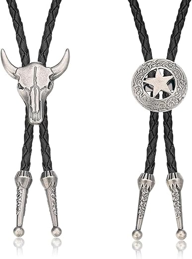 GZRC-YDDK 2pc Bolo Tie, Accessories for Man, Western Fashion Necklace for Men, Retro Style Two Piece Set, Antique Silver F...