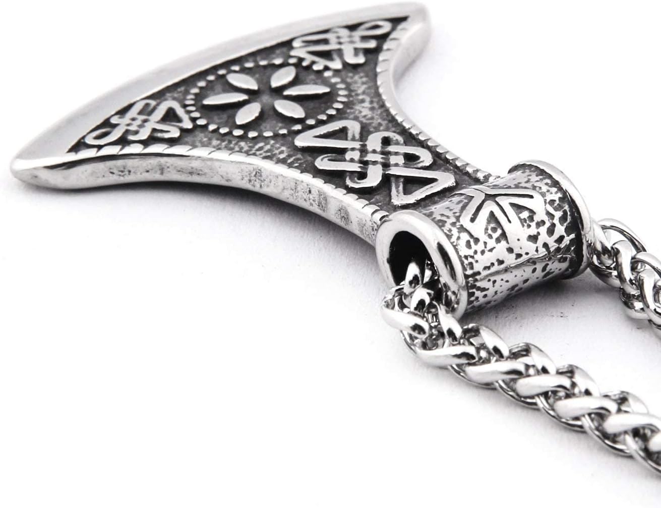 BaviPower Nordic Axe Necklace For Men Nordic Single Sided Double Sided Battle Axe Pendant Stainless Steel Keel Chain Protection - Image 4