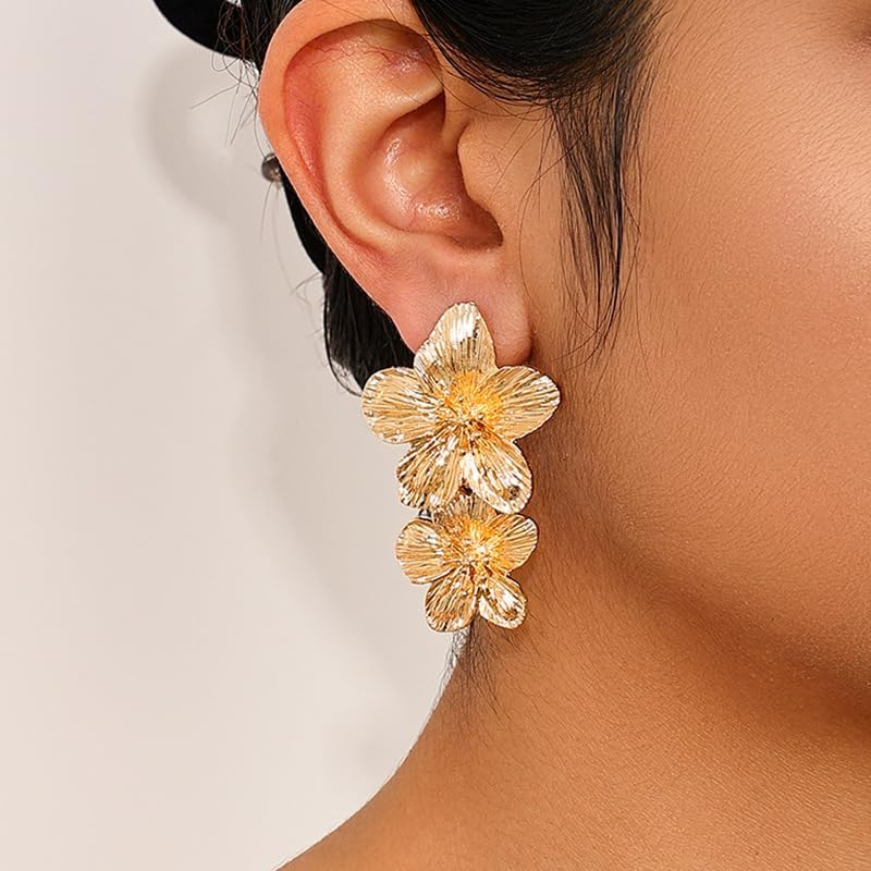 Flower Earrings for Women Big Statement Earrings for Women Floral Earrings Daisy Earrings Pink Orange Black White Flower Stud Earrings Summer Spring Fancy Jewelry - Image 7