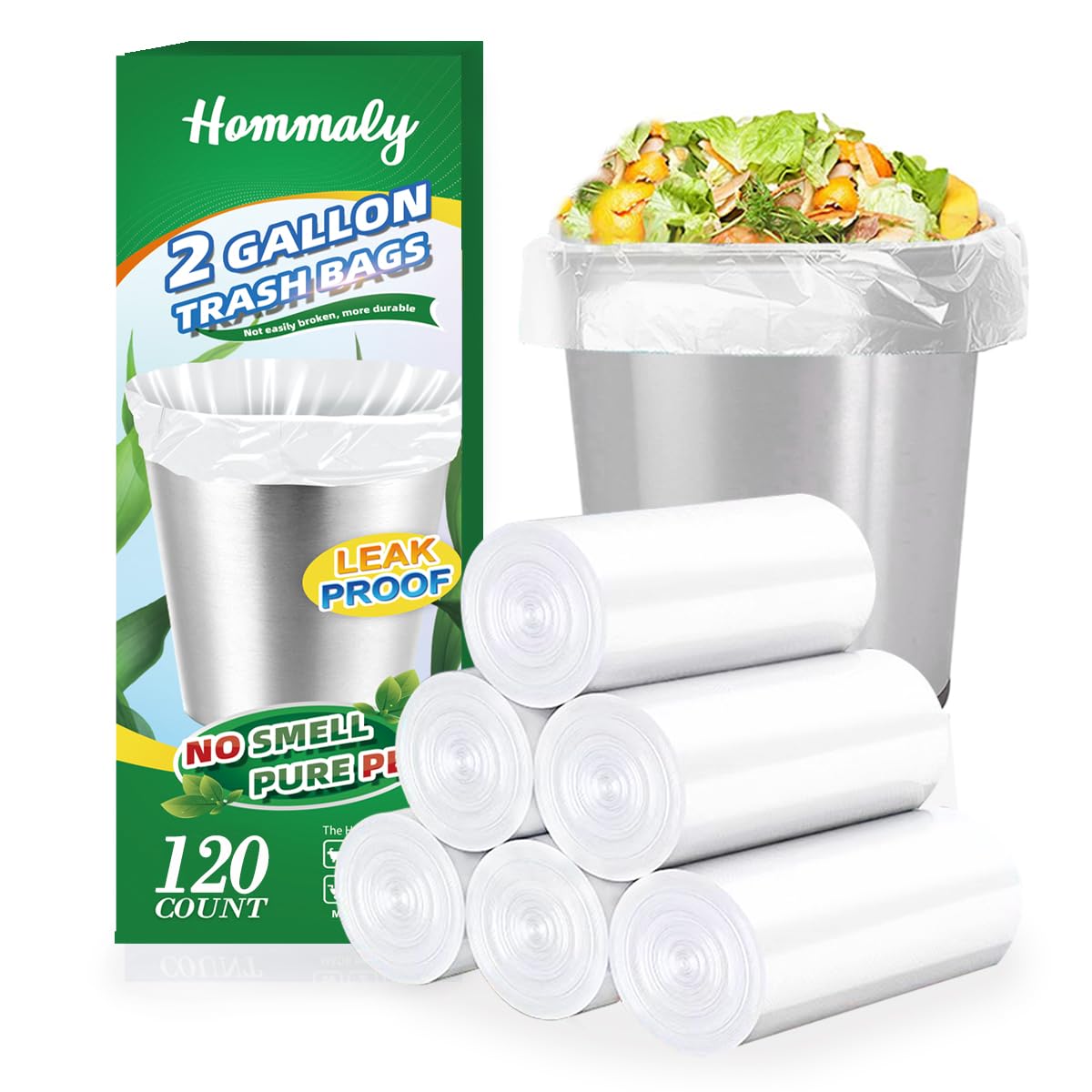 Hommaly 2 Gallon 1 8-2 Gal 120 pcs Small Clear Trash Bags Strong 1 8 Gallon Garbage Bags