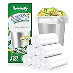 Hommaly 2 Gallon (1.8-2 Gal)120 pcs Small Clear Trash Bags, Strong 1.8 Gallon Garbage Bags, Bathroom Trash Can Bin Liners Unscented, Mini Plastic Bags for Office, Waste Basket Liner,Fit 6,7,8 Liters