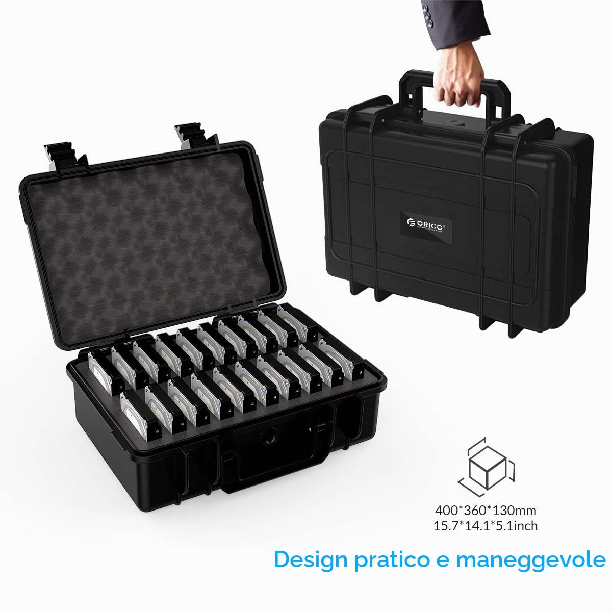 ORICO Custodia Hard Disk Esterno Disco Protettiva per Rigido 3.5, Protezione per 3.5 Durevole Custodia Cavi,Nero