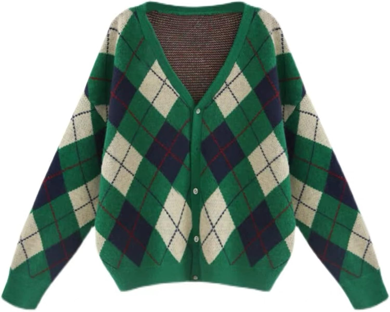 Hyipels Women's Long Sleeve Cardigan Sweater,Cute Y2K Top Knit Colorful Patterned V Neck Button Outwear S~XL