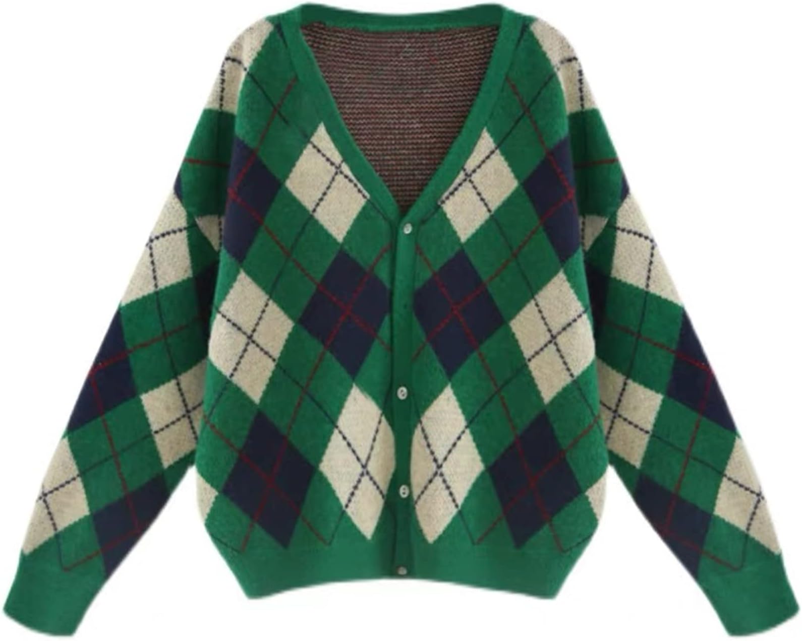 Hyipels Women's Long Sleeve Cardigan Sweater,Cute Y2K Top Knit Colorful Patterned V Neck Button Outwear S~XL