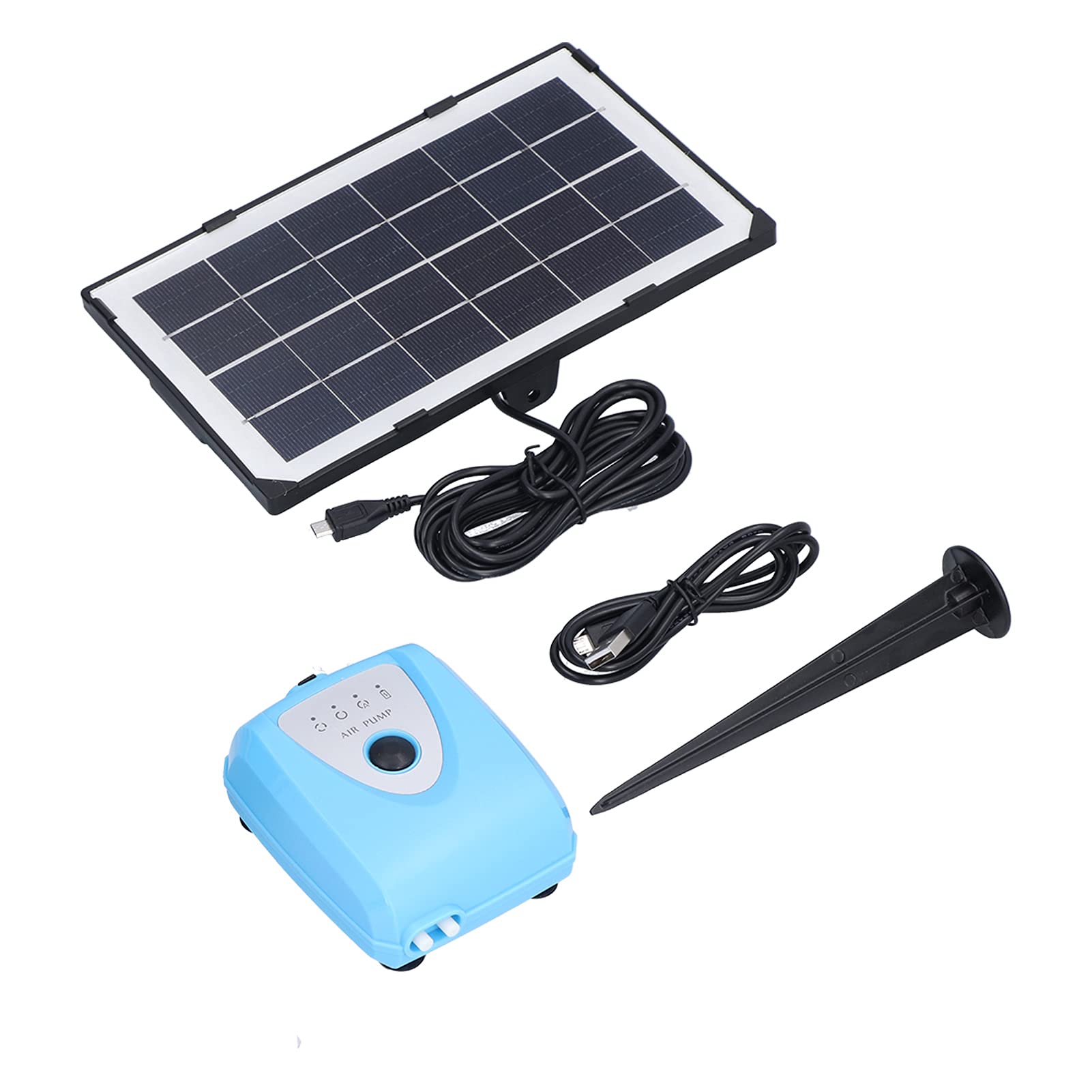 Solarbetriebener Oxygenator, Wasser-Sauerstoffpumpe, geräuscharm, großes Luftvolumen, Teichbelüfter für Aquarien, Fischtanks, Angeln im Freien, Messing-Kunststoff, 3,5 W, 4000 mAh