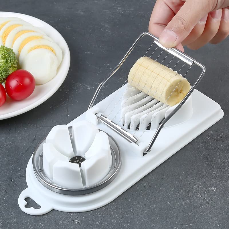 Pack De 2 Cortadores De Huevos De Acero Inoxidable 2 En 1 - Para Cortar Huevos, Patatas Y Frutas, 19.8 X 8.8 Cm