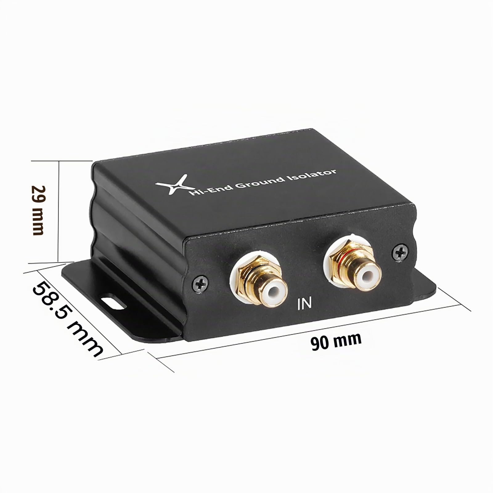 65042E High-End Audio-Trennfilter/Mantelstromfilter für Subwoofer und Plattenspieler, verhindert Masseschleifen, Stereo Cinch-Anschlüsse, schwarz