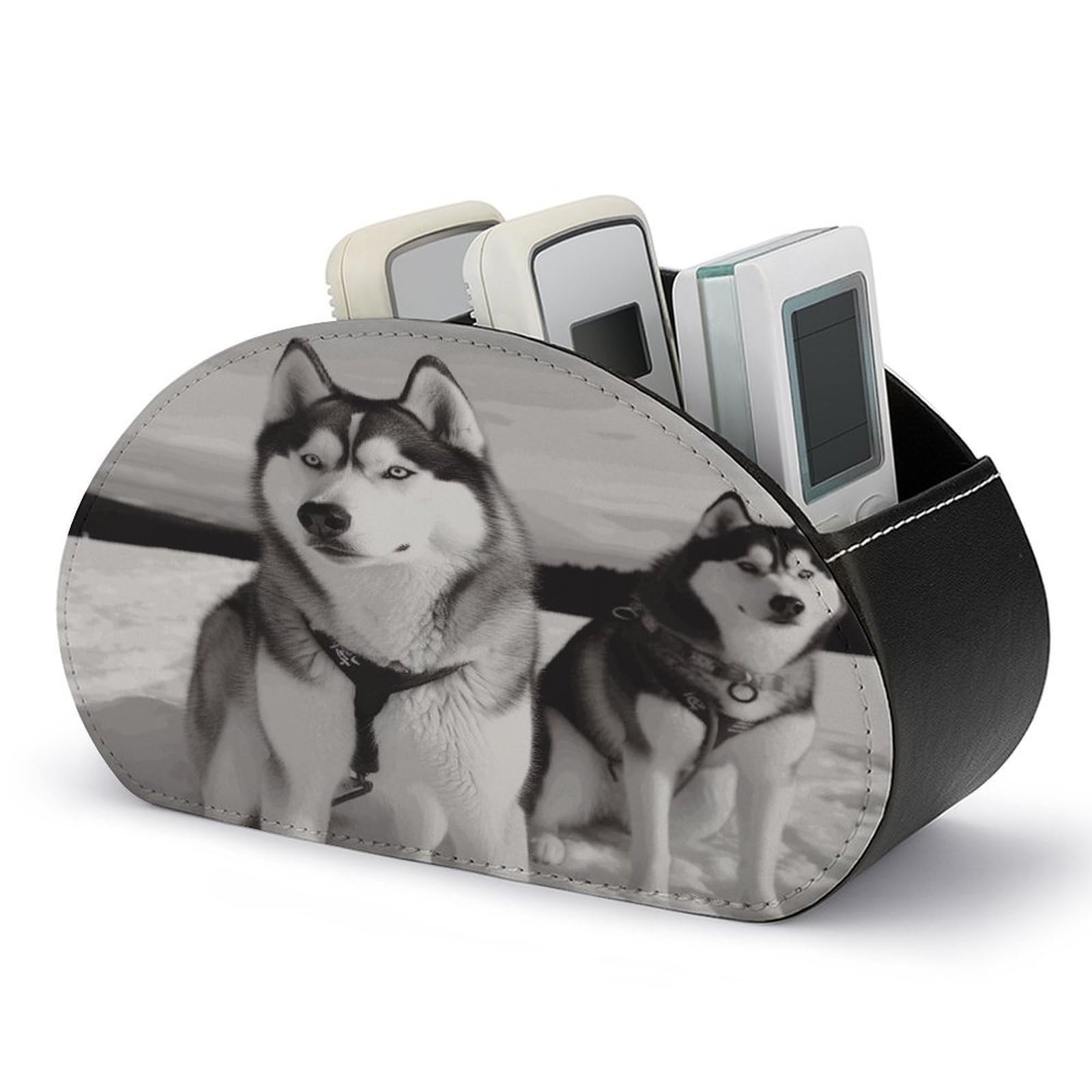 Btcowzrv Style Husky Dogs Snow Remote Control Holder With 5 Compartments