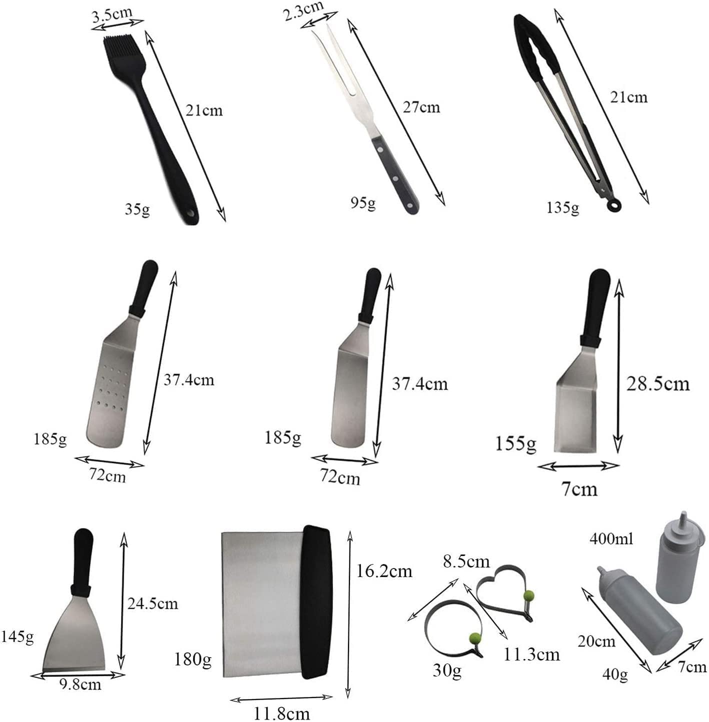 Set di Accessori per Barbecue per Barbecue Set da 15 Pezzi con Borsa per Il Trasporto Accessori per grigliate da Campeggio per Barbecue all'aperto, Cucina