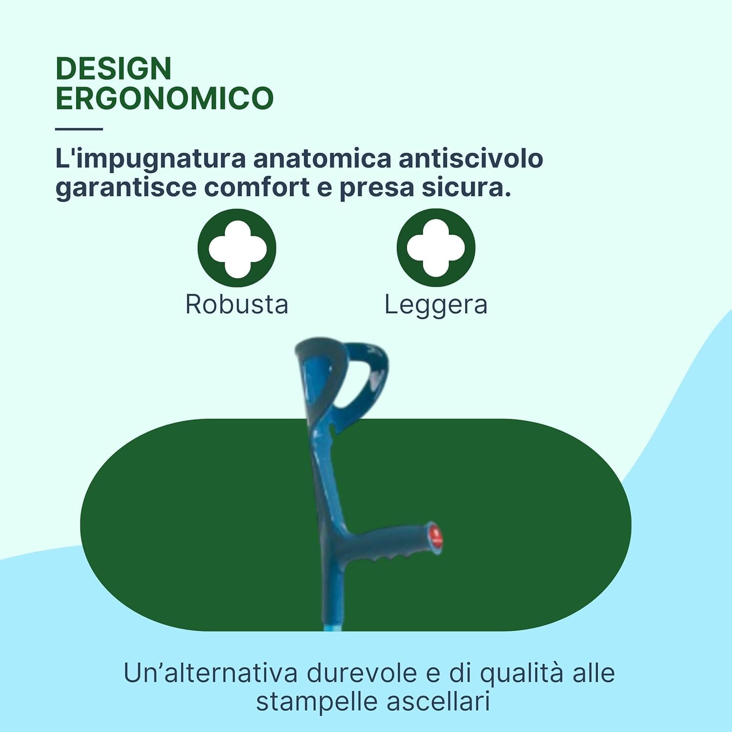 Stampelle Ortopediche Regolabili in Alluminio Anodizzato, Stampelle Canadesi Adulti Antiscivolo, Altezza 74-97 cm, 2 Unità – Blu