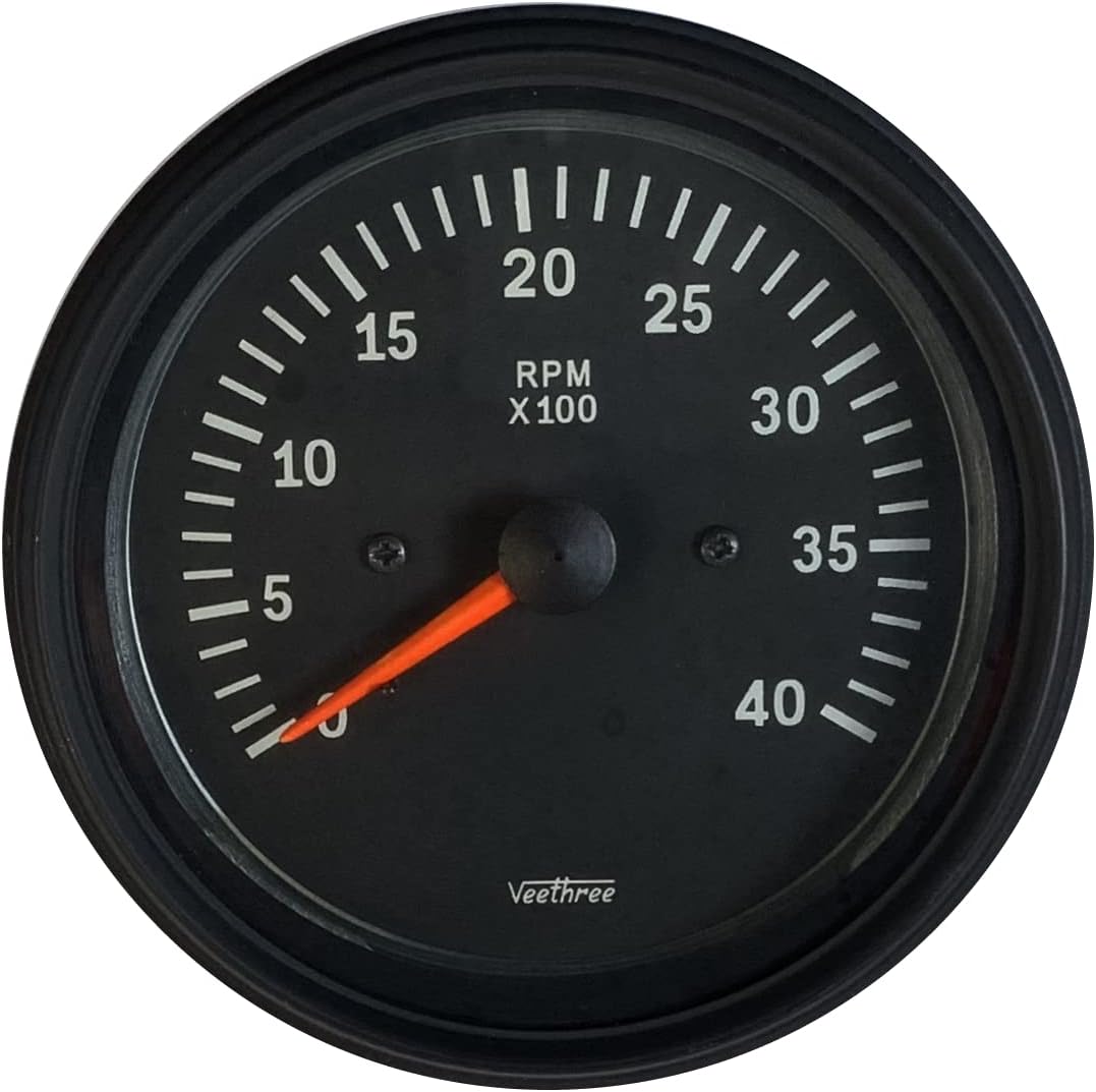 Veethree Tachometer Alternator Driven Diesel (Black Dial