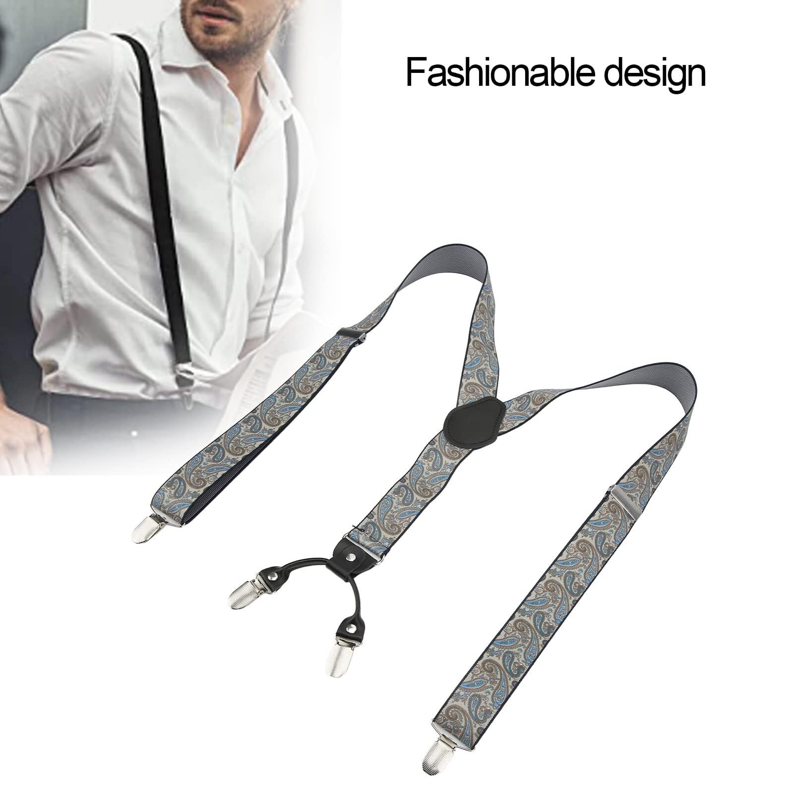 Tirantes ajustables con espalda en Y for hombre: 1,4" de ancho, 45,3" de largo, clips de metal resistentes, elástico duradero for vestir y uso diario tirantes para hombre de trabajo