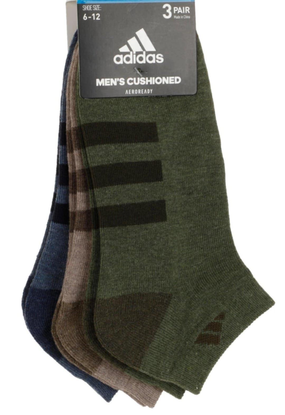 adidas Men's Cushioned Aeroready Socks 3 Pair Size 6-12