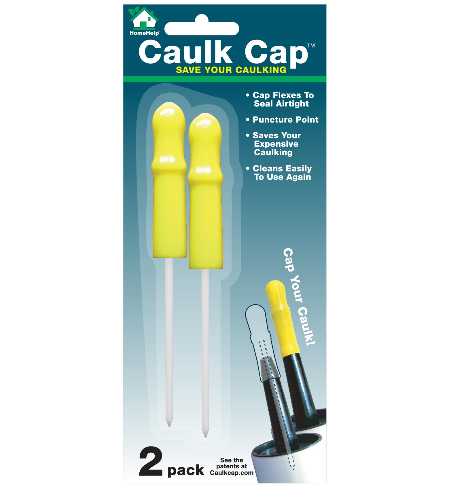 CCY Caulk Saver Series, Reusable Caulk Tube Sealers with Built-in Puncture Pin, 2 Pack