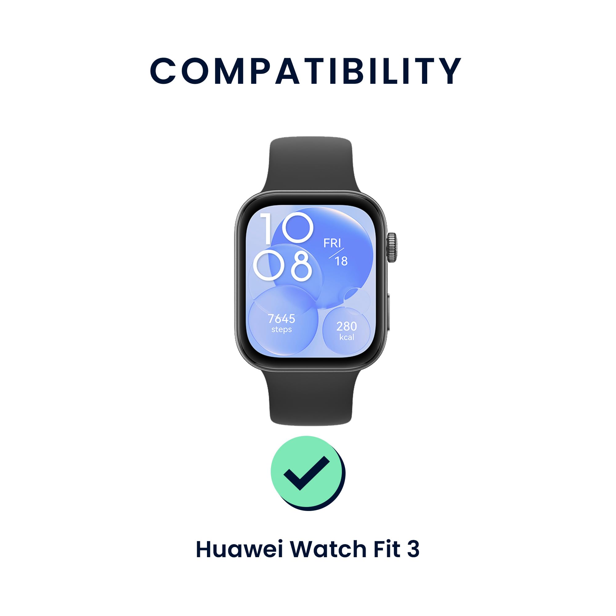 kwmobile 2x Straps for Huawei Watch Fit 3 Watch Strap - Silicone Replacement Watch Strap Set - Replacement Bands Black/Red/Grey/Orange - Image 2
