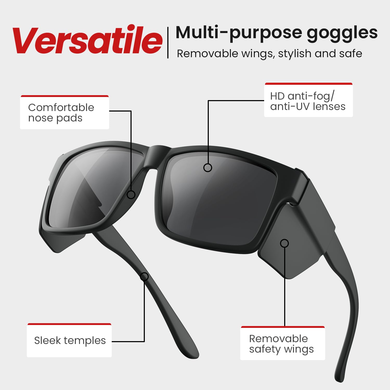 Gafas de seguridad de moda con protectores laterales, antivaho y antiarañazos, protección ANSI z87.1 UV400