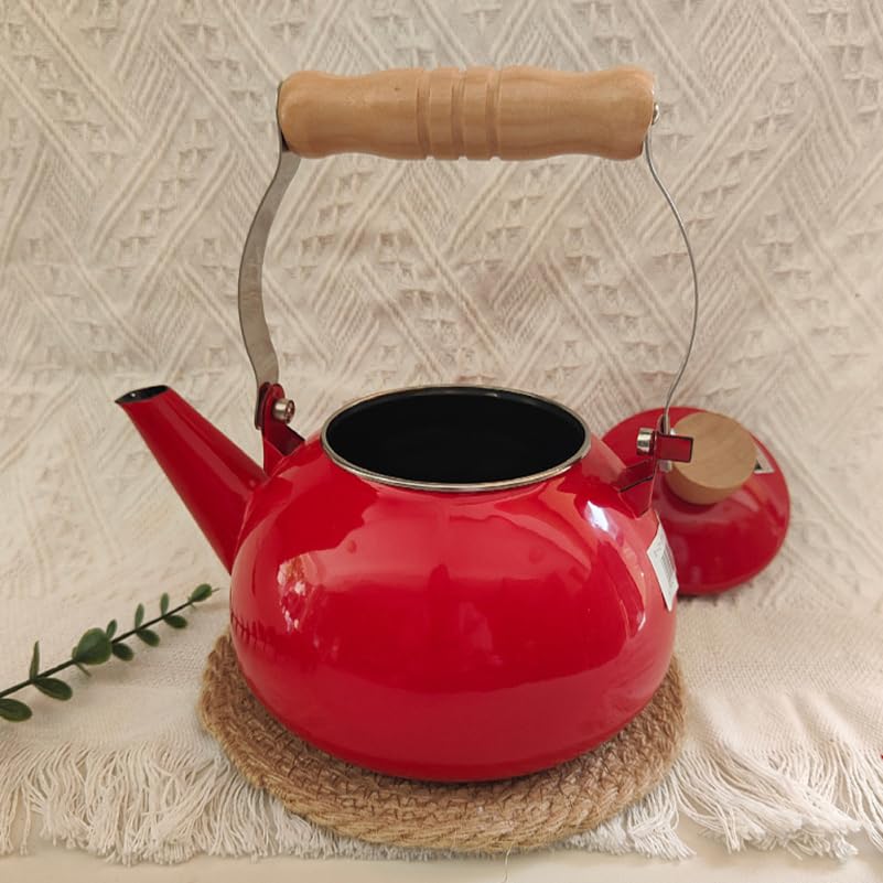 VALICLUD Emaille-Wasserkocher Für Herd Teekessel Mit Griff Wassertopf Aus Emaille Für Tee Und Kaffee Gleichmäßige Wärmeverteilung Leicht Zu Reinigen 21.00 X 16.00 X 16.00 Cm