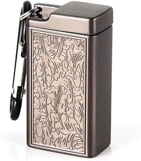 ZHome Portable Cigarette Ashtray Outdoor Ash Holder, Pocket Smoking Ash Tray with Lid, Metal Mini Ash Can with Key Chain Black