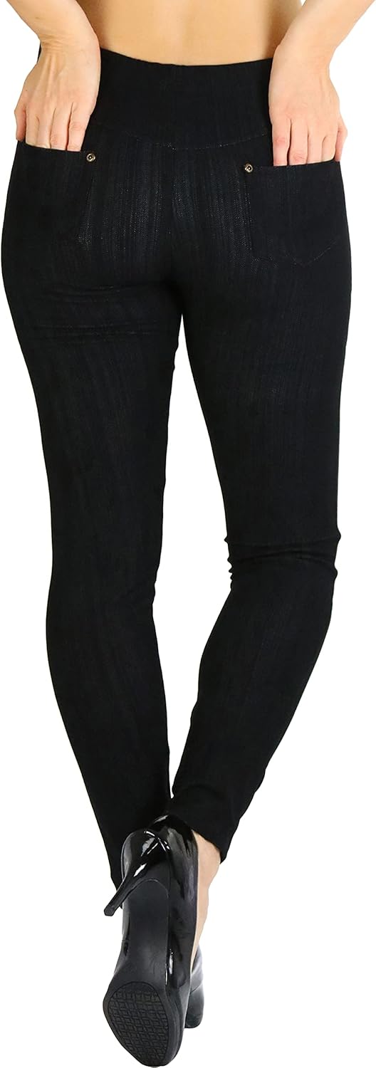 ToBeInStyle Women’s Easy Pull-On Denim Skinny Fit Comfort Stretch Leggings Jeggings - Image 2