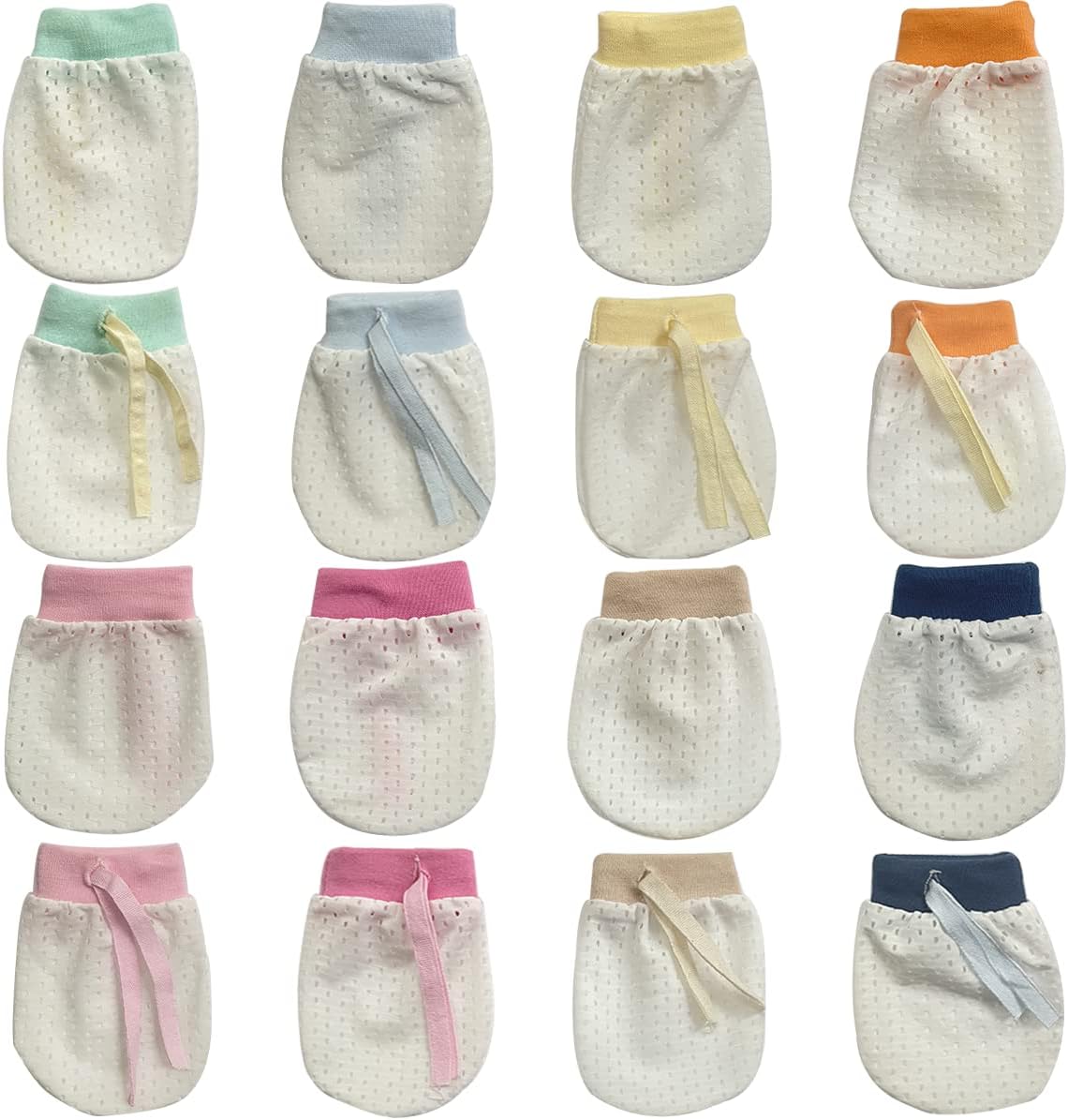 Cute Boys Girls Cotton No Scratch Gloves Drawstring Adjustable Mittens for Baby Infants