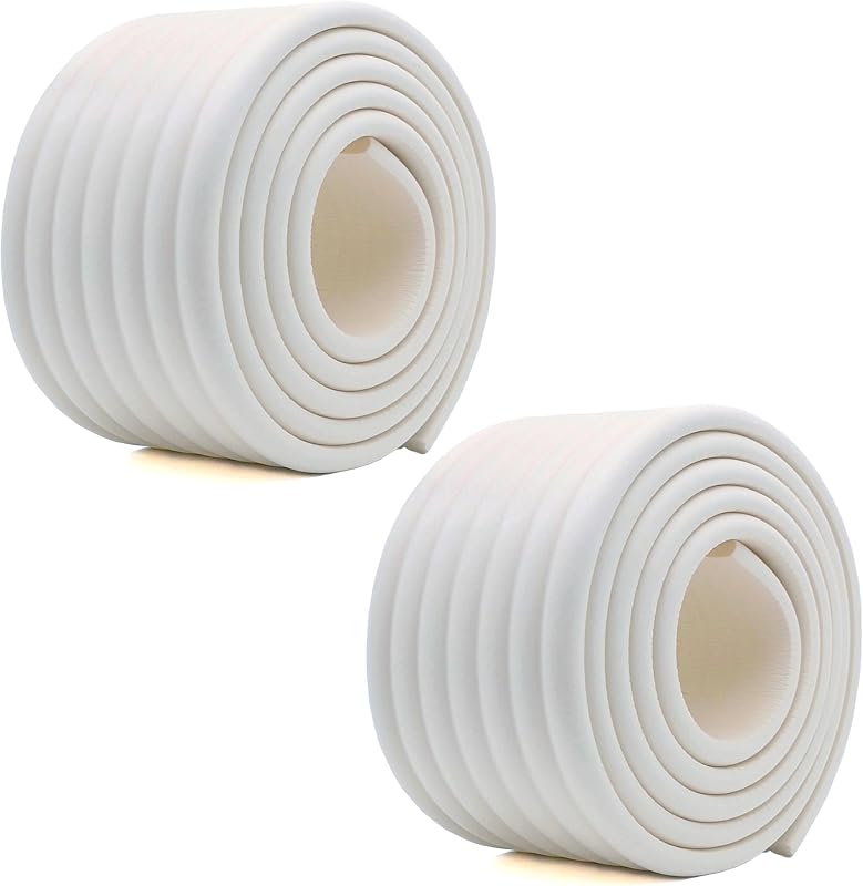 Multifunctional Furniture Edge Wall Corner Guard (Rice White (6.5ft x 2)) | high density NBR bumper, easy cut