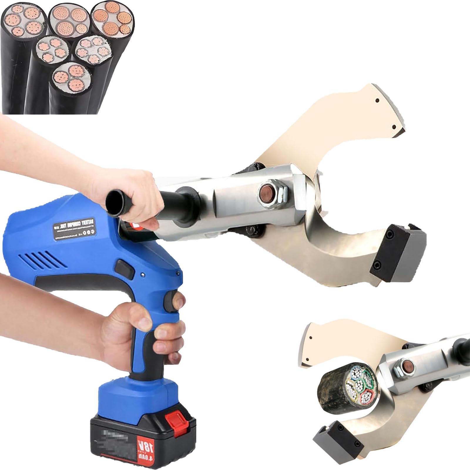 Cutter Eléctrico de Alta Precision, Tijeras Electricista Profesional con Fuerza de 150-250 KN, Alicate de Corte Electricista para Cable de 85-120 mm, Pantalla LED 85C