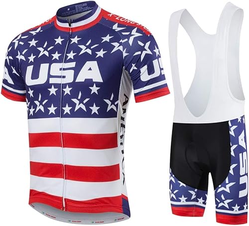 JPOJPO hombres ciclismo Jersey conjunto,Bicicletas ropa pro equipo manga corta MTB bicicleta ropa ciclismo ciclismo