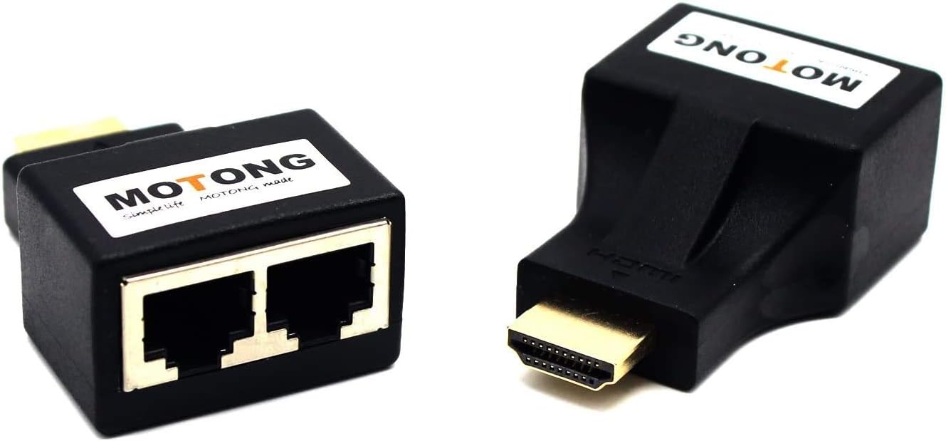 MOTONG 30M HDMI To Dual Port RJ45 Network Cable Extender Over by Cat 5e ...
