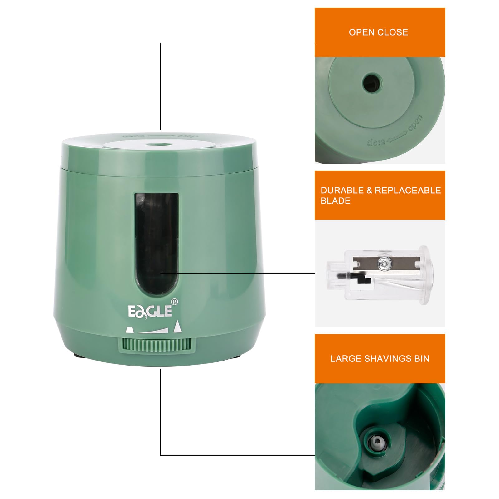 Eagle Replaceable Blade Automatic Pencil Sharpener (Green) - Image 3